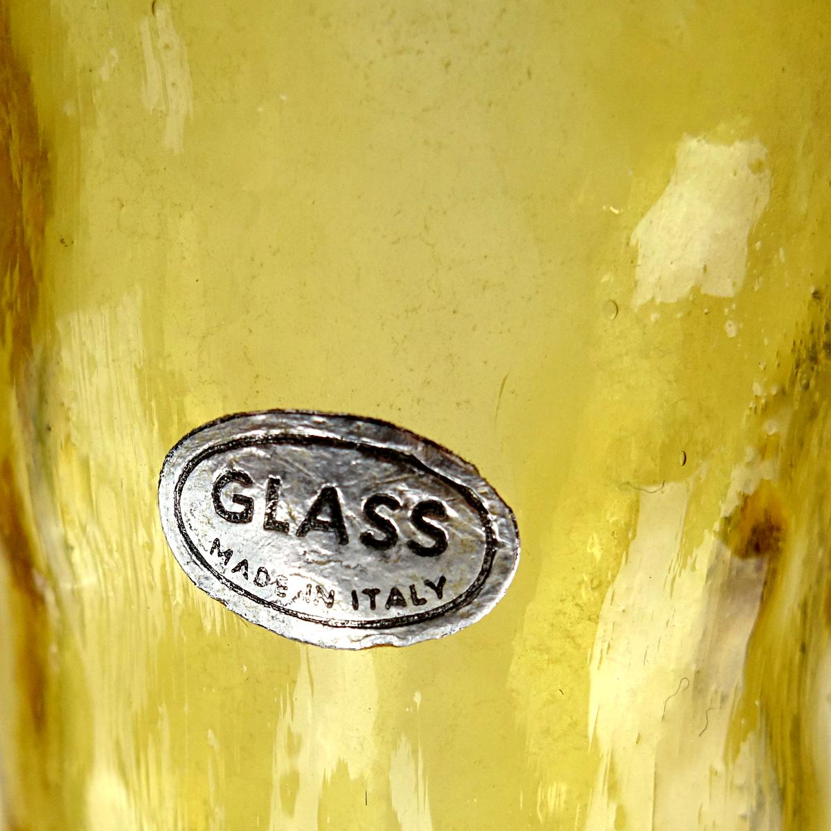 Gelber Genie-Dekanter aus Glas aus der Mitte des Jahrhunderts mit Stopper von Empoli (20. Jahrhundert) im Angebot