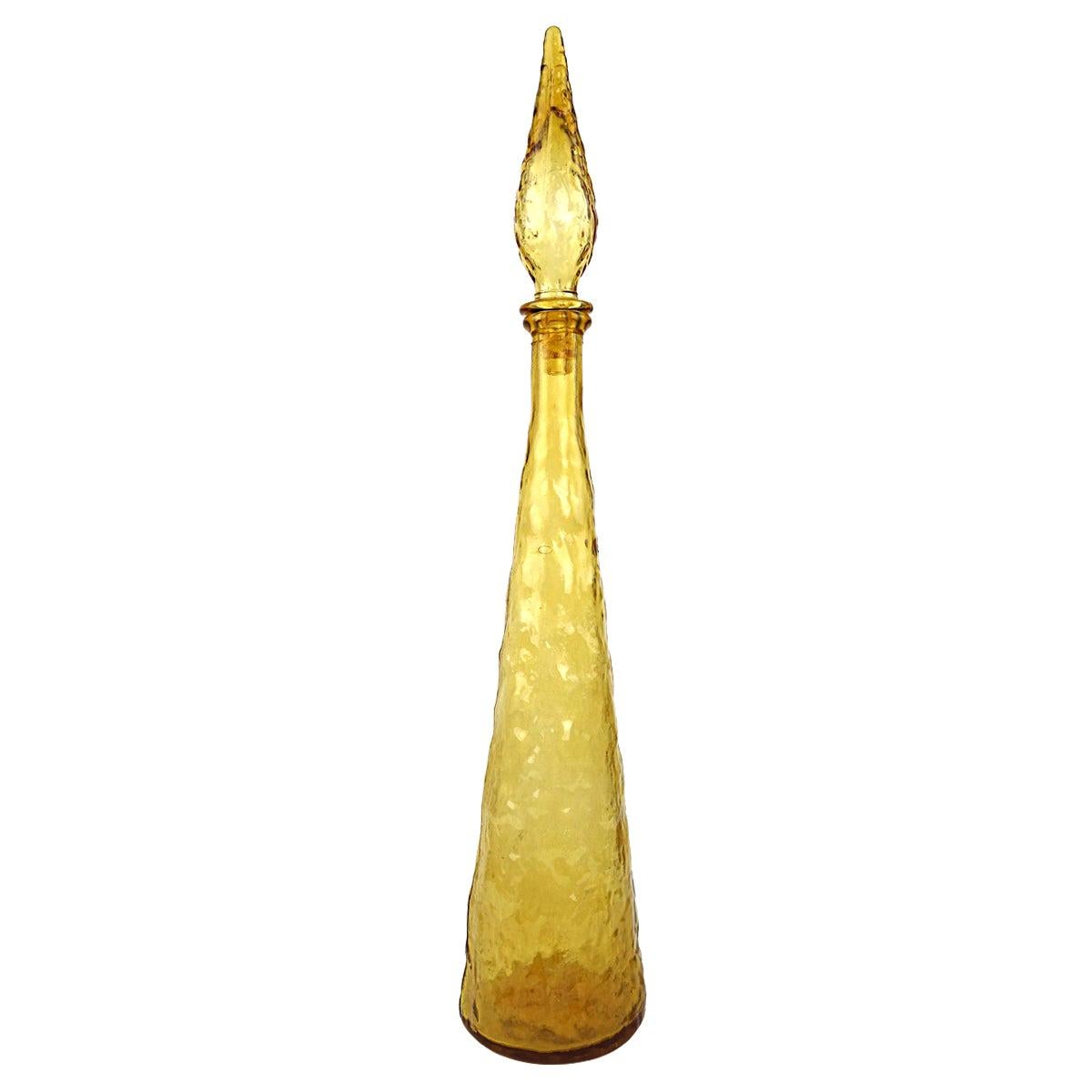 Decantador Genio de cristal amarillo de mediados de siglo con tapón by Empoli