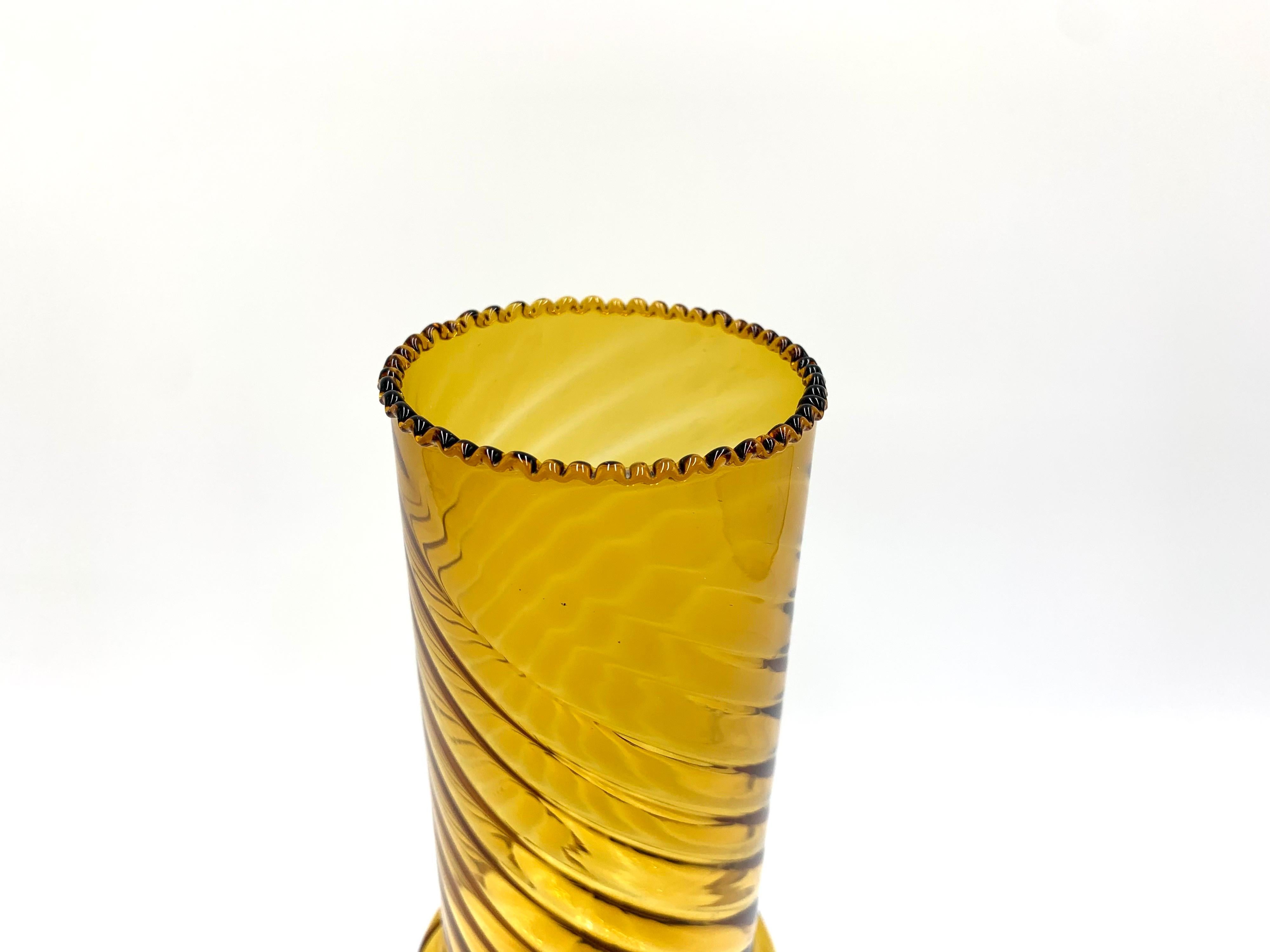 Mid-Century Modern Yellow Midcentury Glass Vase, Poland, 1960s.