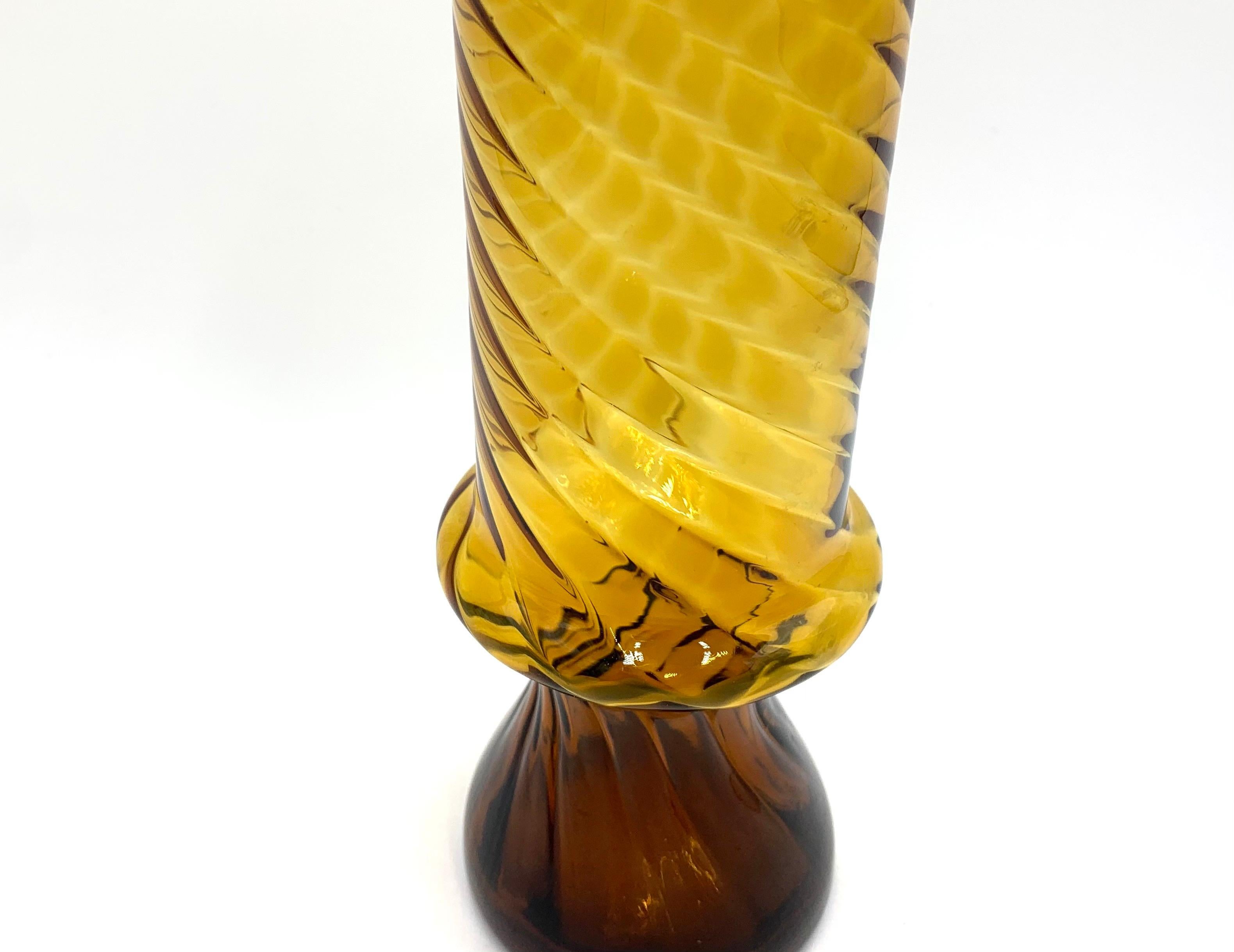 Polish Yellow Midcentury Glass Vase, Poland, 1960s.