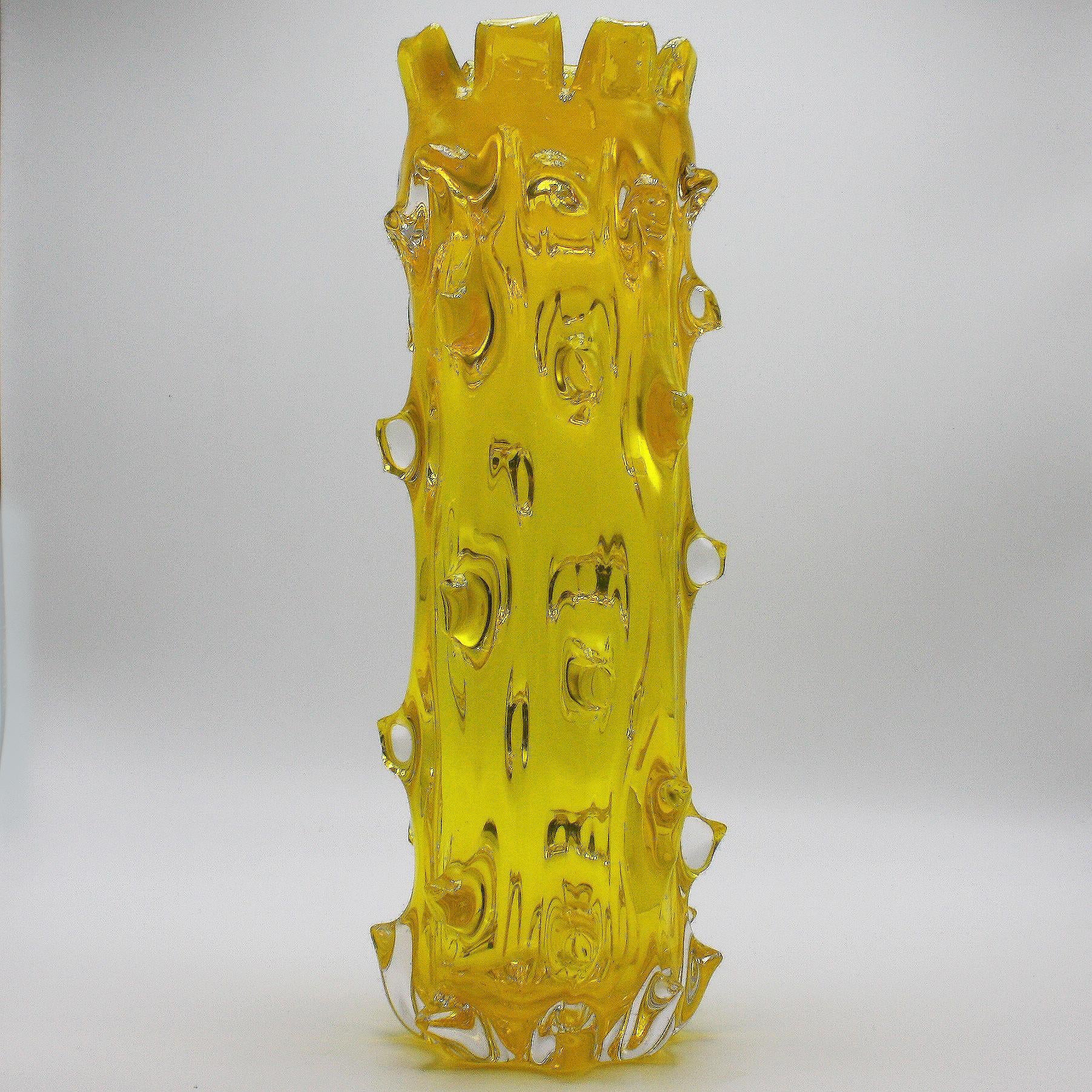 Mid-20th Century Yellow Midcentury Murano Glass Vase, circa 1950