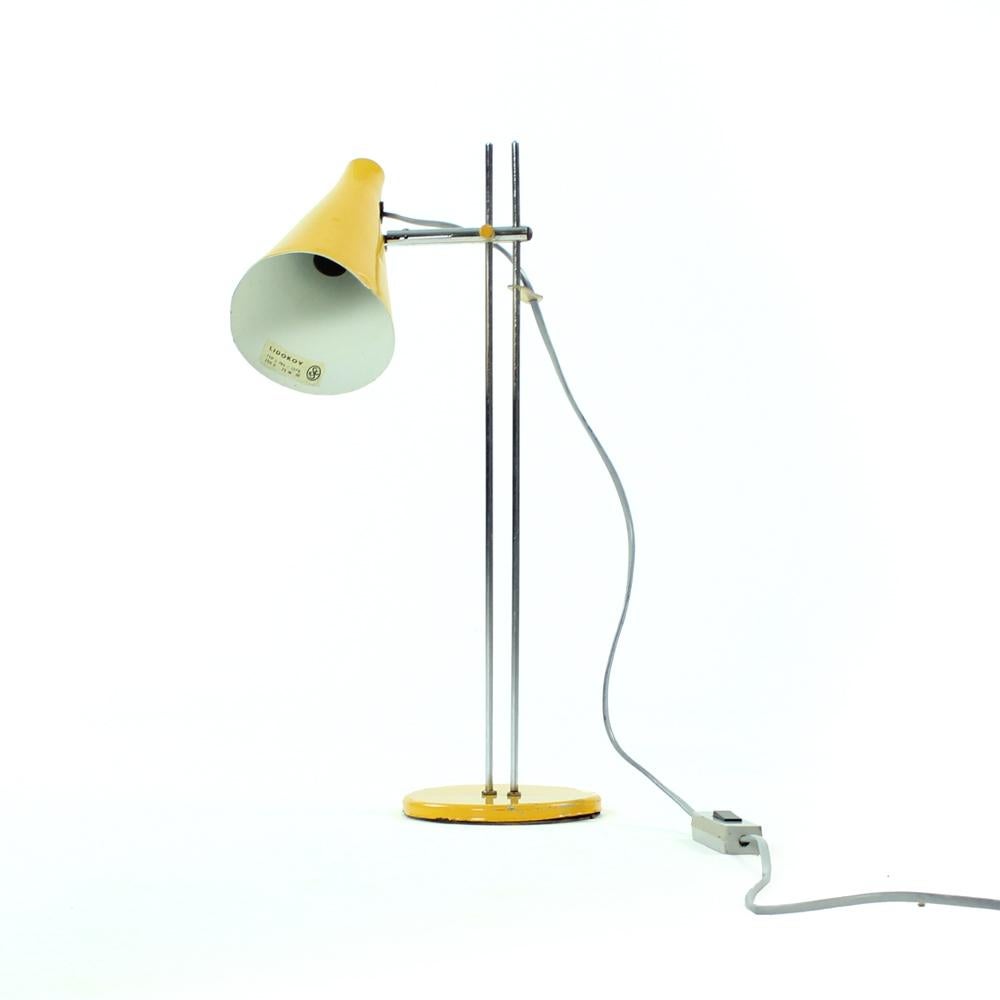 Mid-Century Modern Yellow Midcentury Table Lamp by Josef Hurka for Lidokov, Czechoslovakia, 1960s For Sale