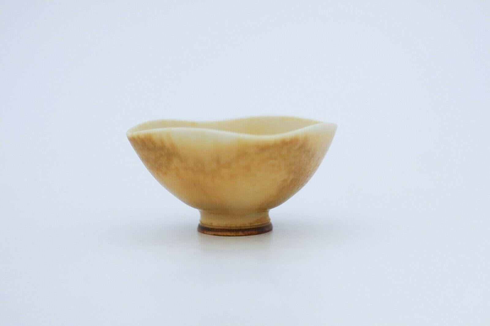 Scandinavian Modern Yellow Miniature Ceramic Bowl, Berndt Friberg, Gustavsberg