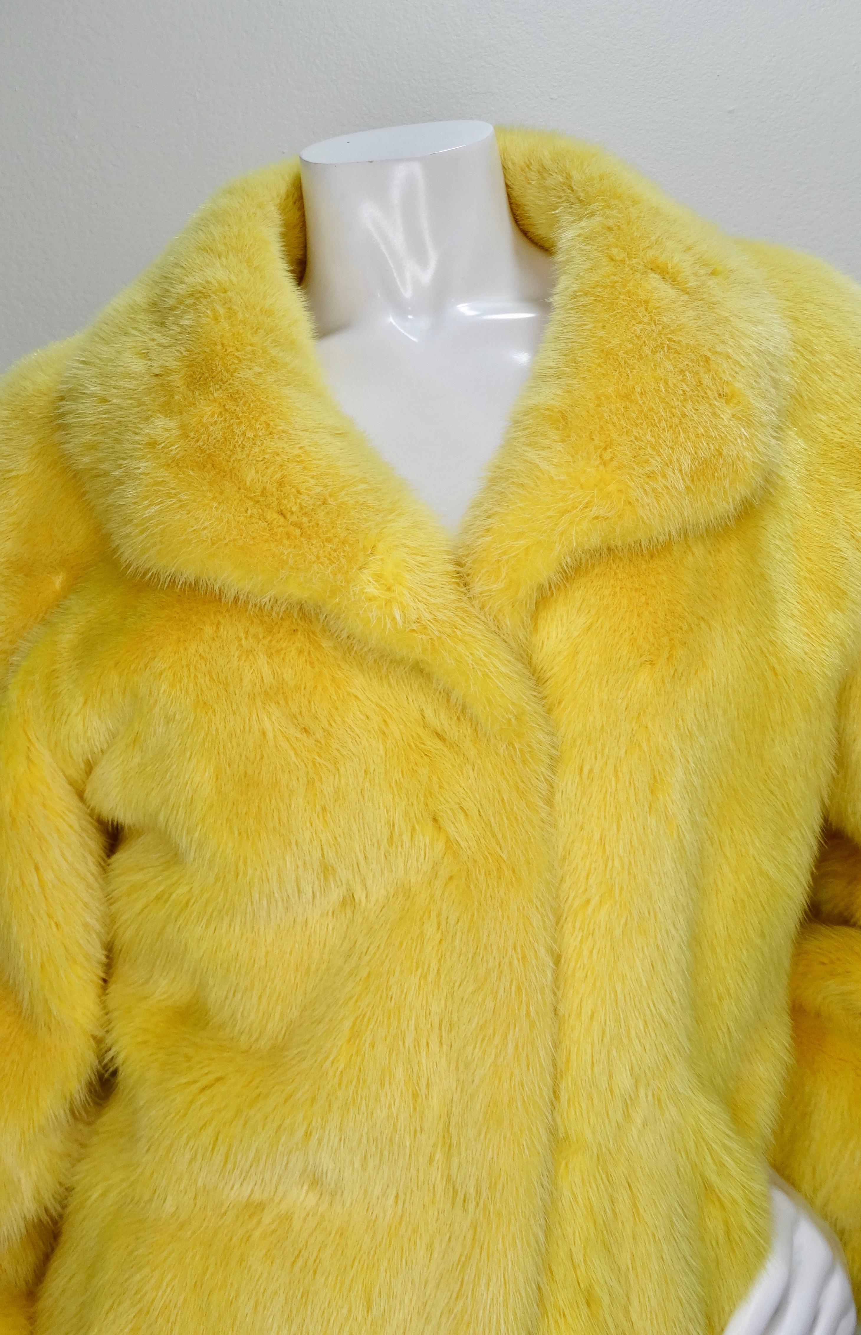 Yellow Mink Vintage Coat  In Good Condition In Scottsdale, AZ