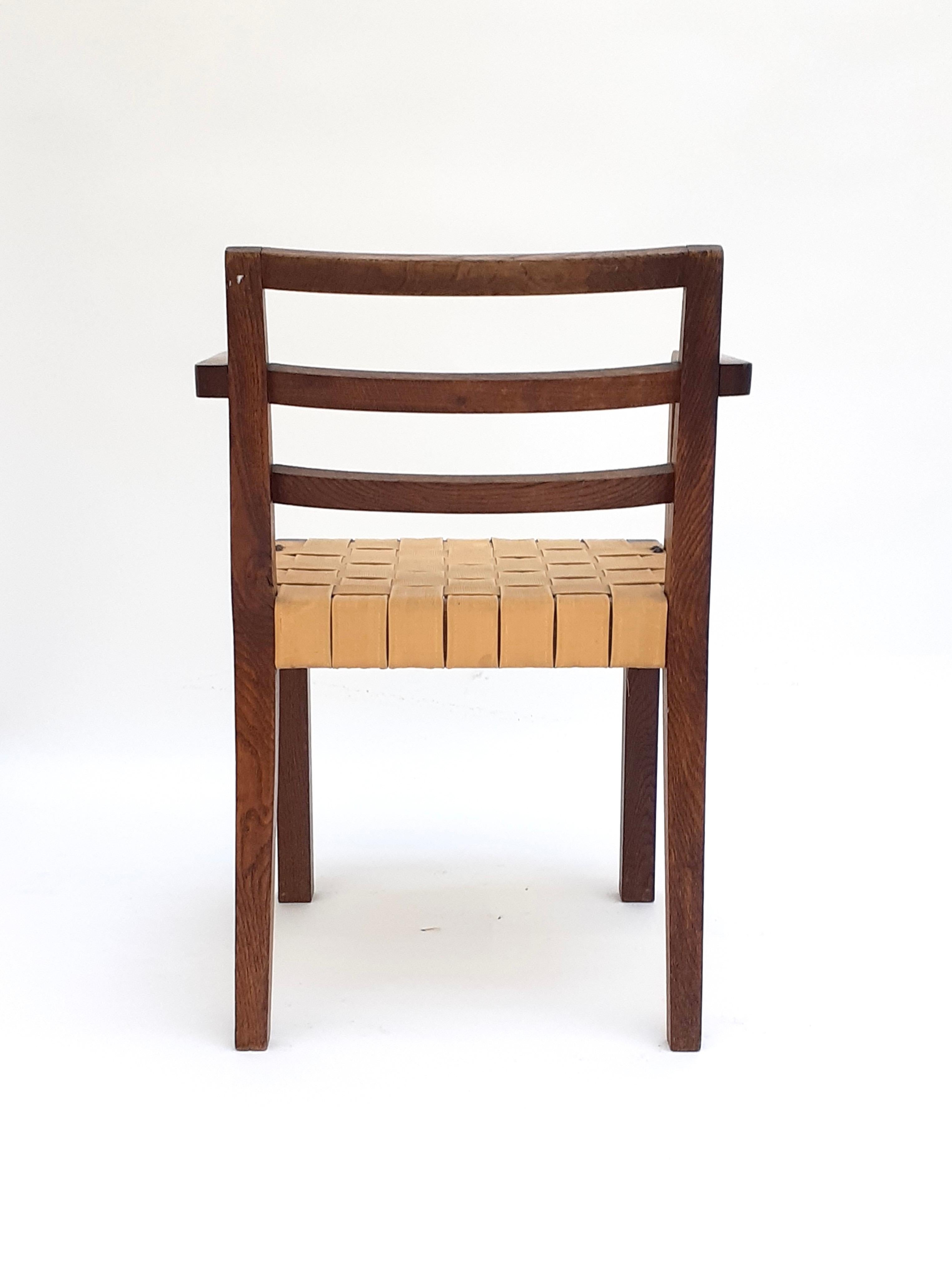 Gelber moderner Sessel aus Eiche und Kunstleder von René Gabriel, Norma, 1938 (Mitte des 20. Jahrhunderts) im Angebot