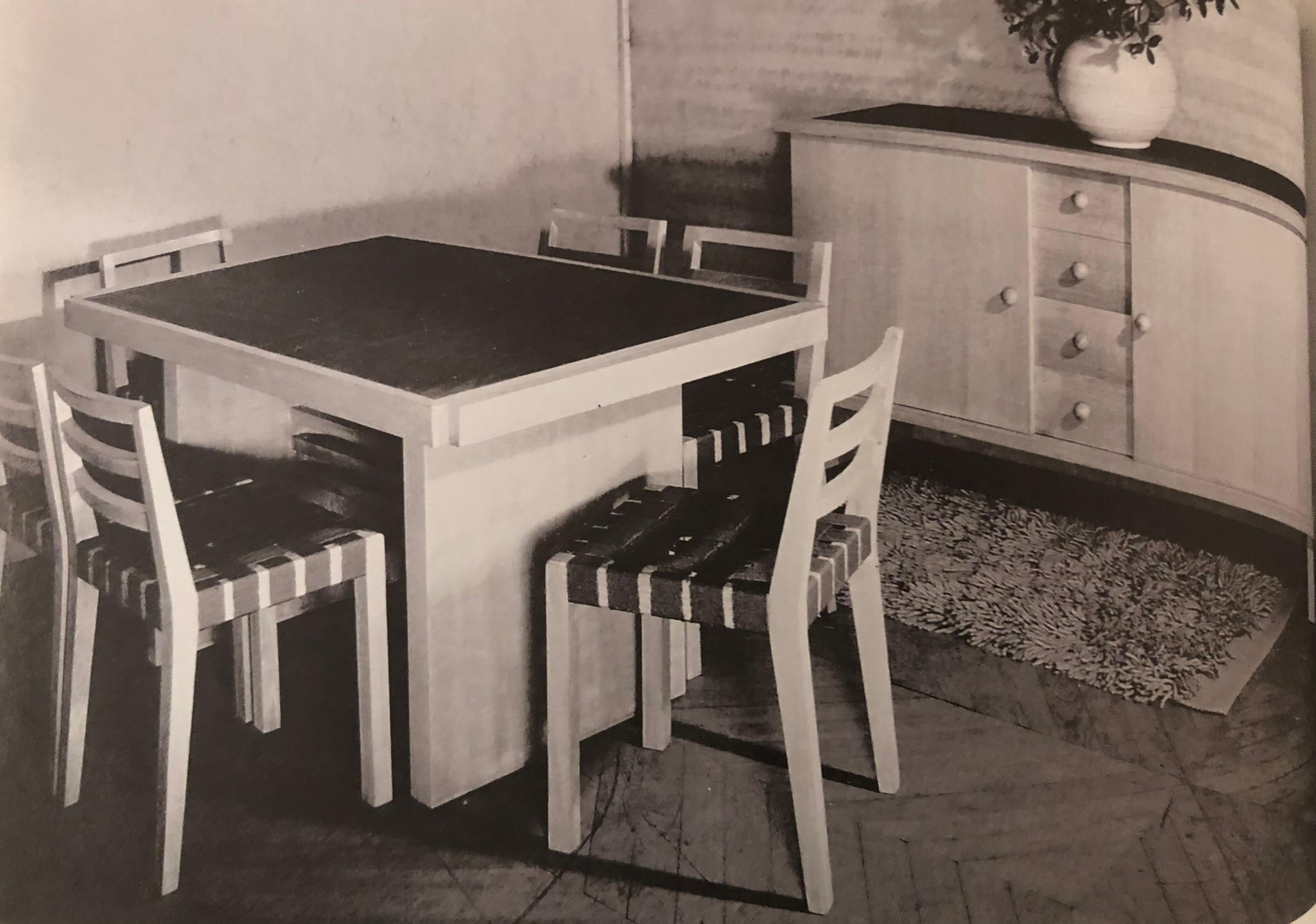 Gelber moderner Sessel aus Eiche und Kunstleder von René Gabriel, Norma, 1938 im Angebot 1