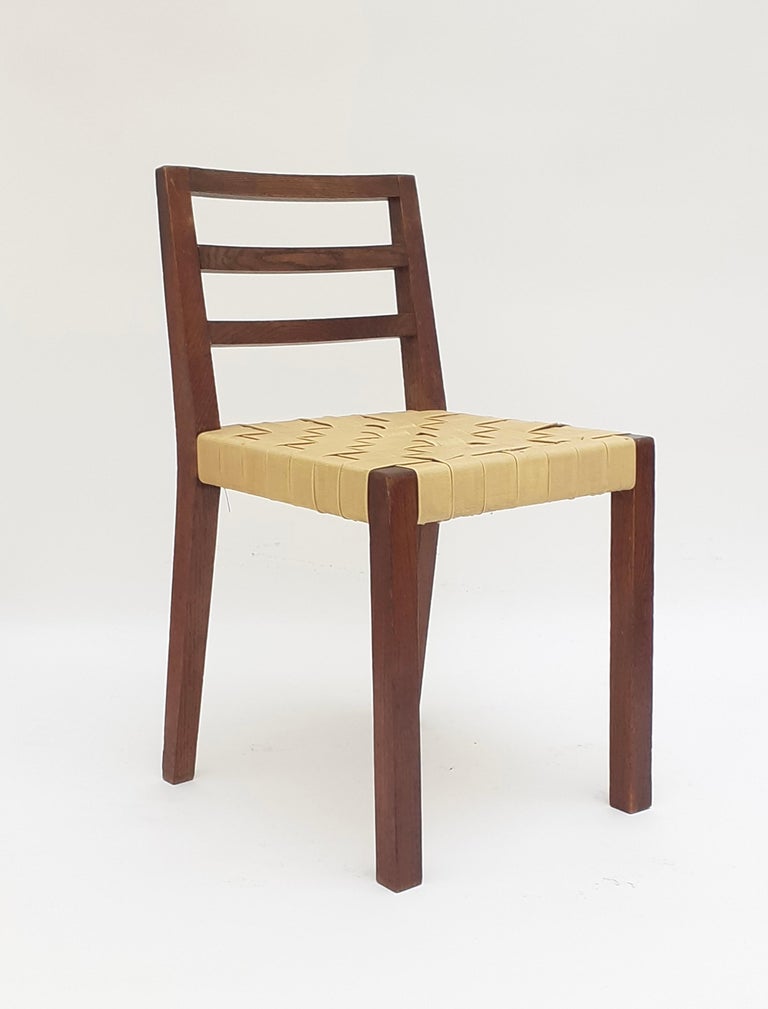 Yellow Modern Chair in Oak and Faux Leather by René Gabriel, Norma