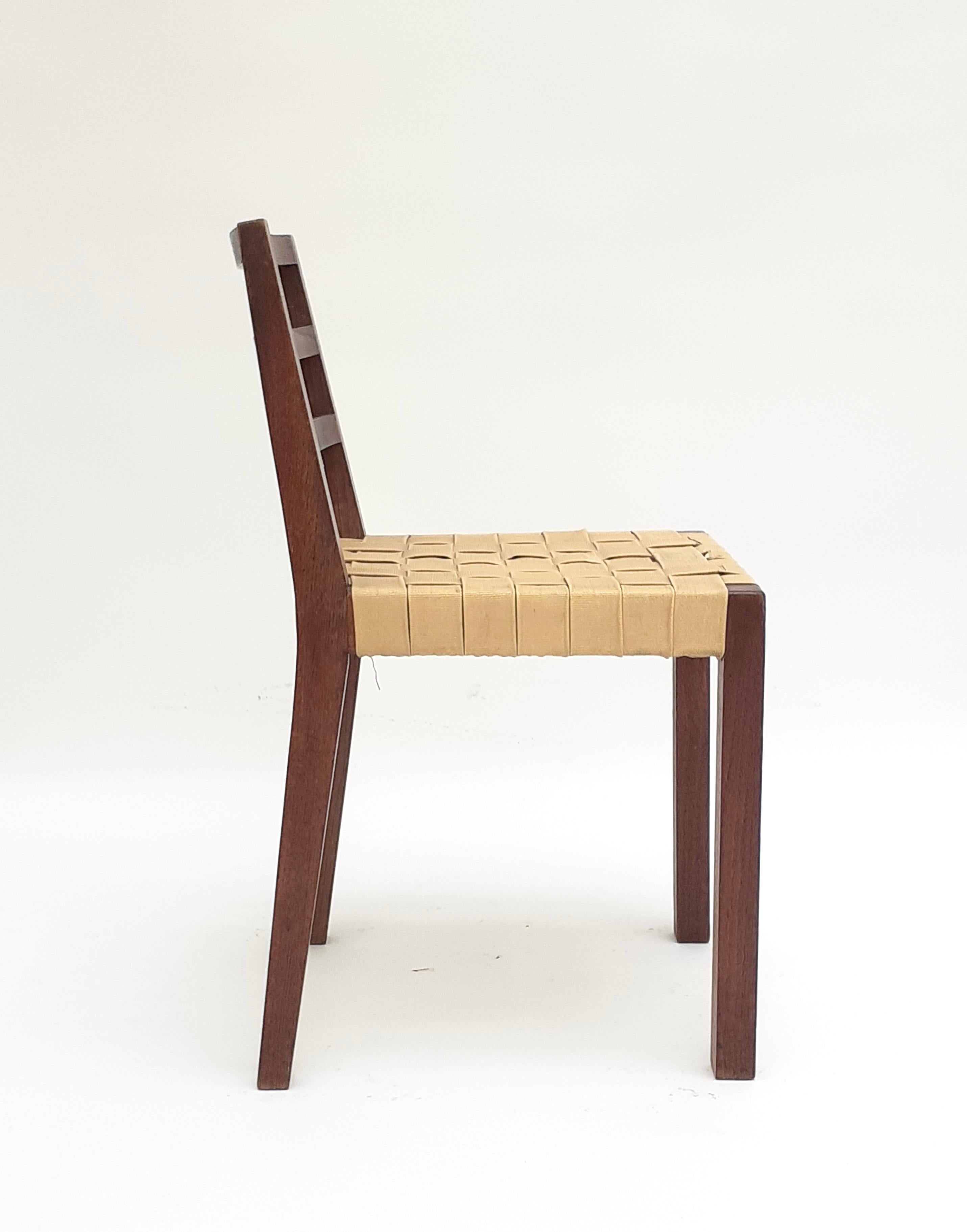 Gelber moderner Stuhl aus Eiche und Kunstleder von René Gabriel, Norma, 1938 im Zustand „Gut“ im Angebot in PARIS, FR