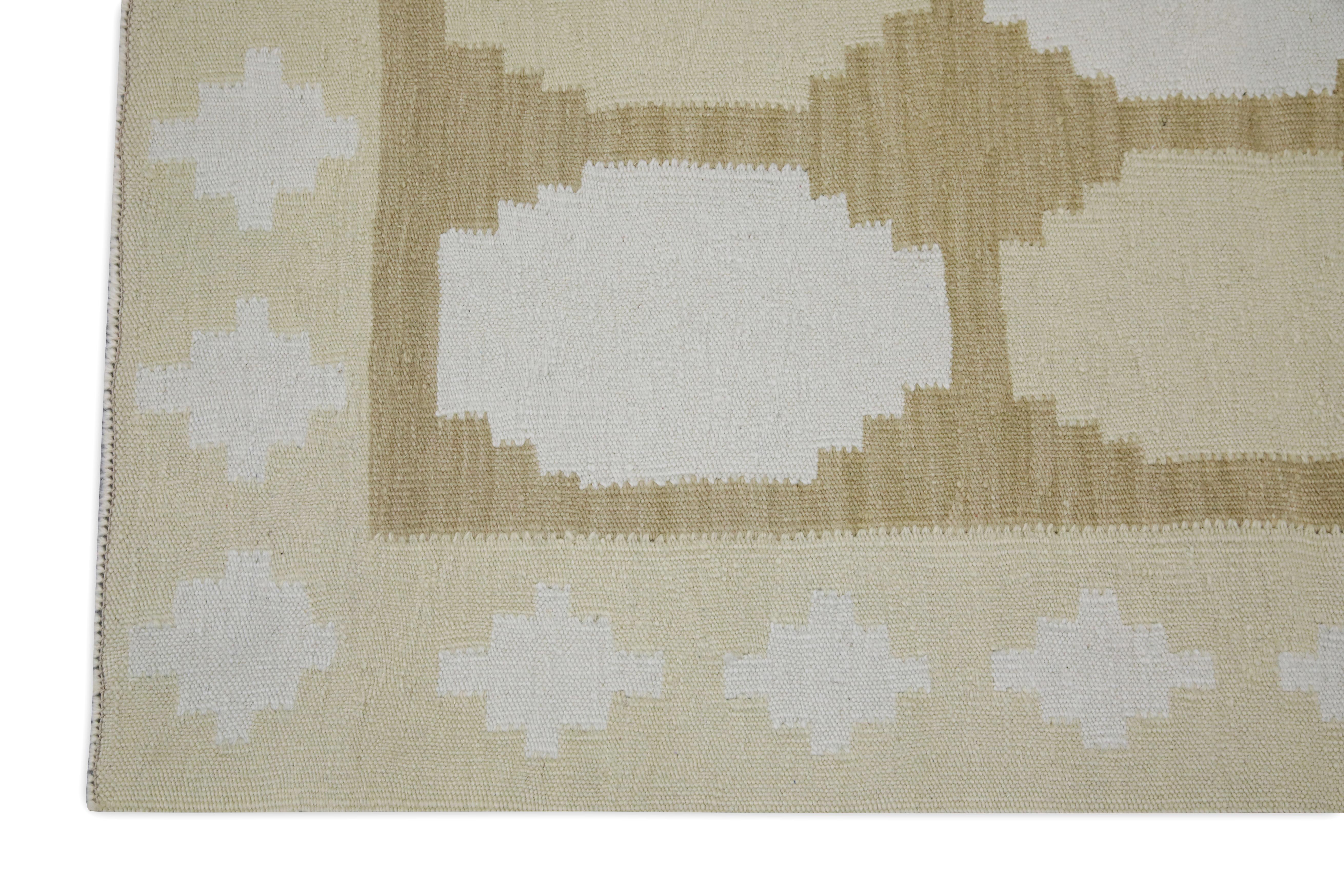 Kilim Yellow Modern Flatweave Handmade Wool Rug 2'10
