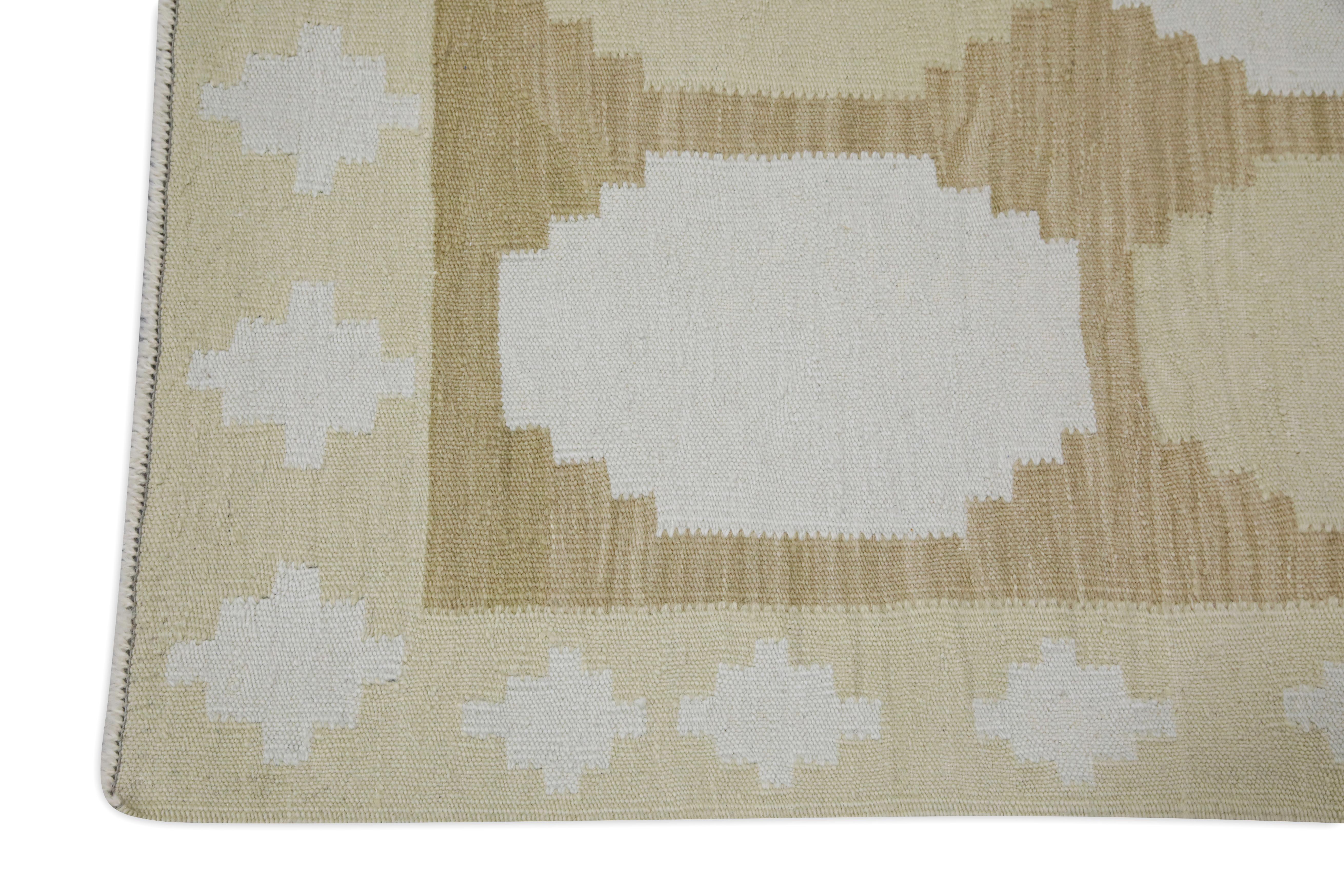 Kilim Yellow Modern Flatweave Handmade Wool Rug 2'11
