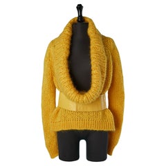 Yellow mohair knit with belt ALEXANDER McQUEEN