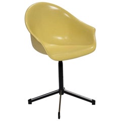 Retro Yellow Molded Fiberglass Swivel Shell Chair