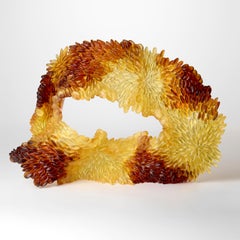 Yellow Motion, yellow & amber textured glass sculpture by Nina Casson Mcgarva
