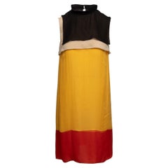 Yellow & Multicolor Bottega Veneta Color Block Silk Dress Size IT 38