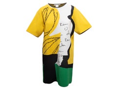 Yellow & Multicolor Oscar de la Renta Graphic Knit T-Shirt Dress Size US XL