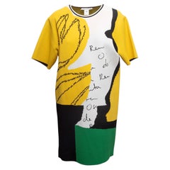 Yellow & Multicolor Oscar de la Renta Graphic Knit T-Shirt Dress Size US XL