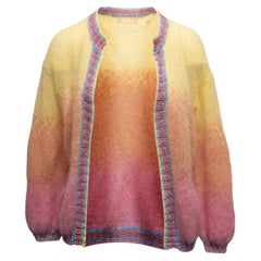 Gelbe & mehrfarbige Rose Carmine Ombre Kid Mohair Strickjacke Größe US S/M