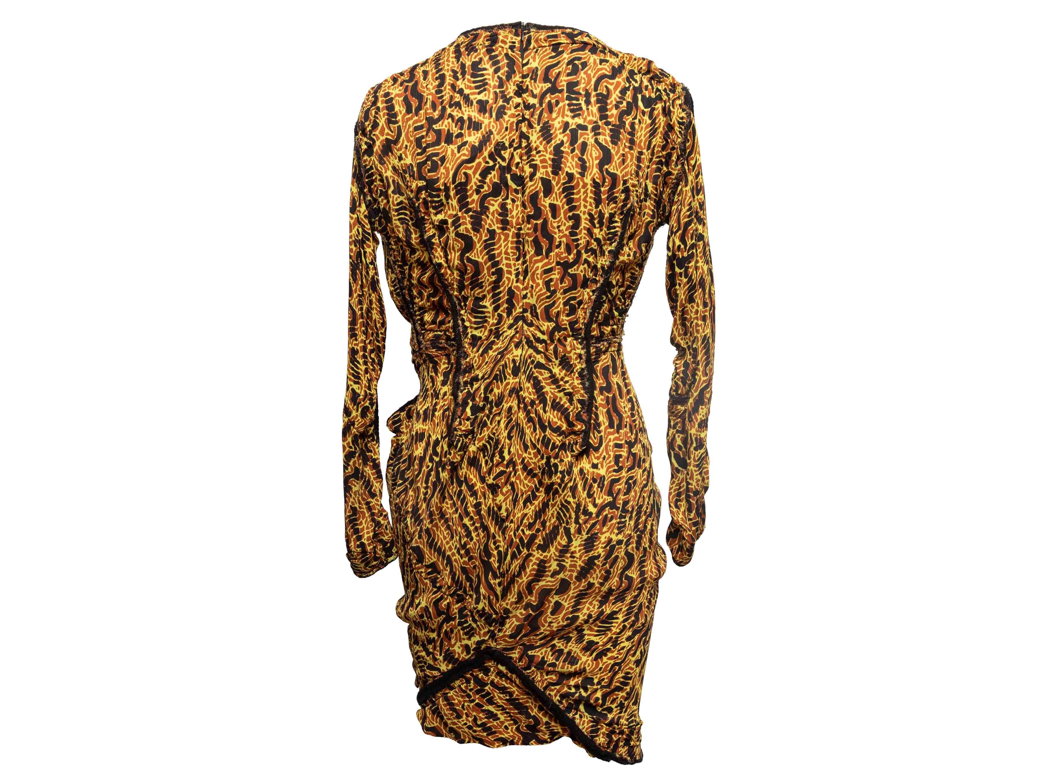 Gelb & Multicolor Vivienne Westwood Abstrakt Druck Langarm Mini Kleid Größe im Angebot 2