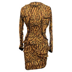 Mini robe à manches longues à imprimé abstrait jaune et multicolore Vivienne Westwood Taille