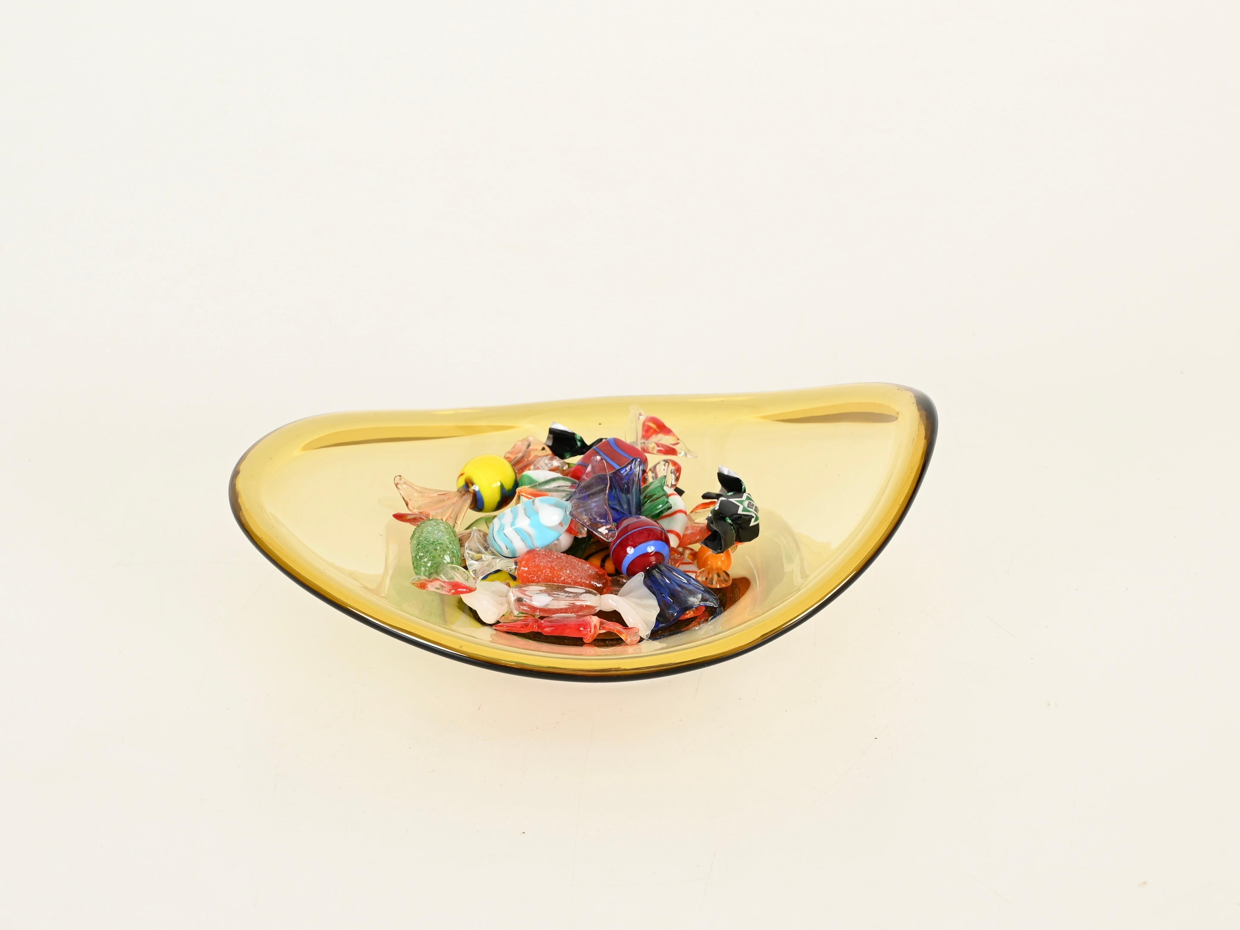 Ciotola o recipiente in vetro soffiato giallo di Murano, stile Fontana Arte, Italia anni '60 in vendita 2