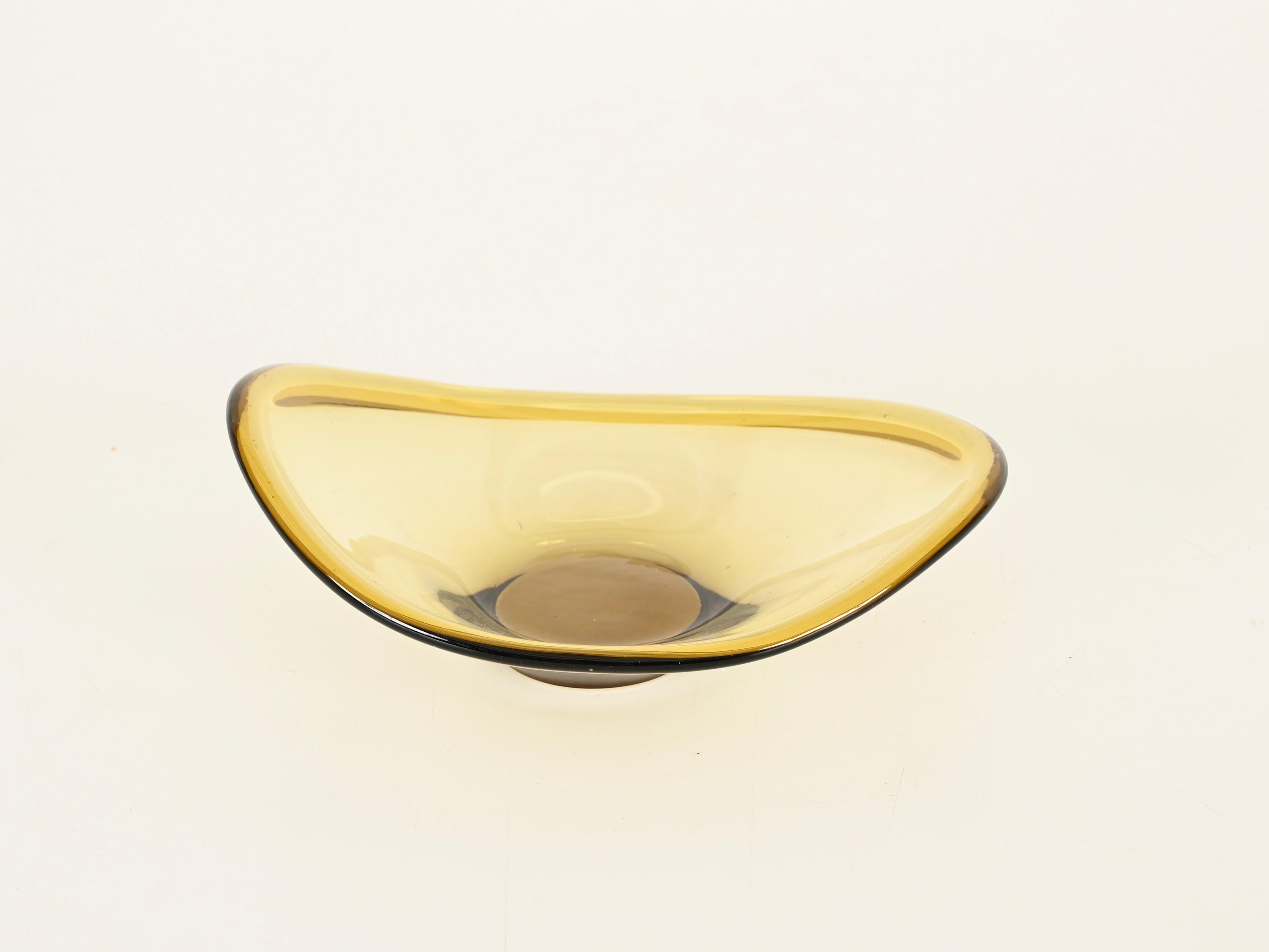 Ciotola o recipiente in vetro soffiato giallo di Murano, stile Fontana Arte, Italia anni '60 in vendita 3