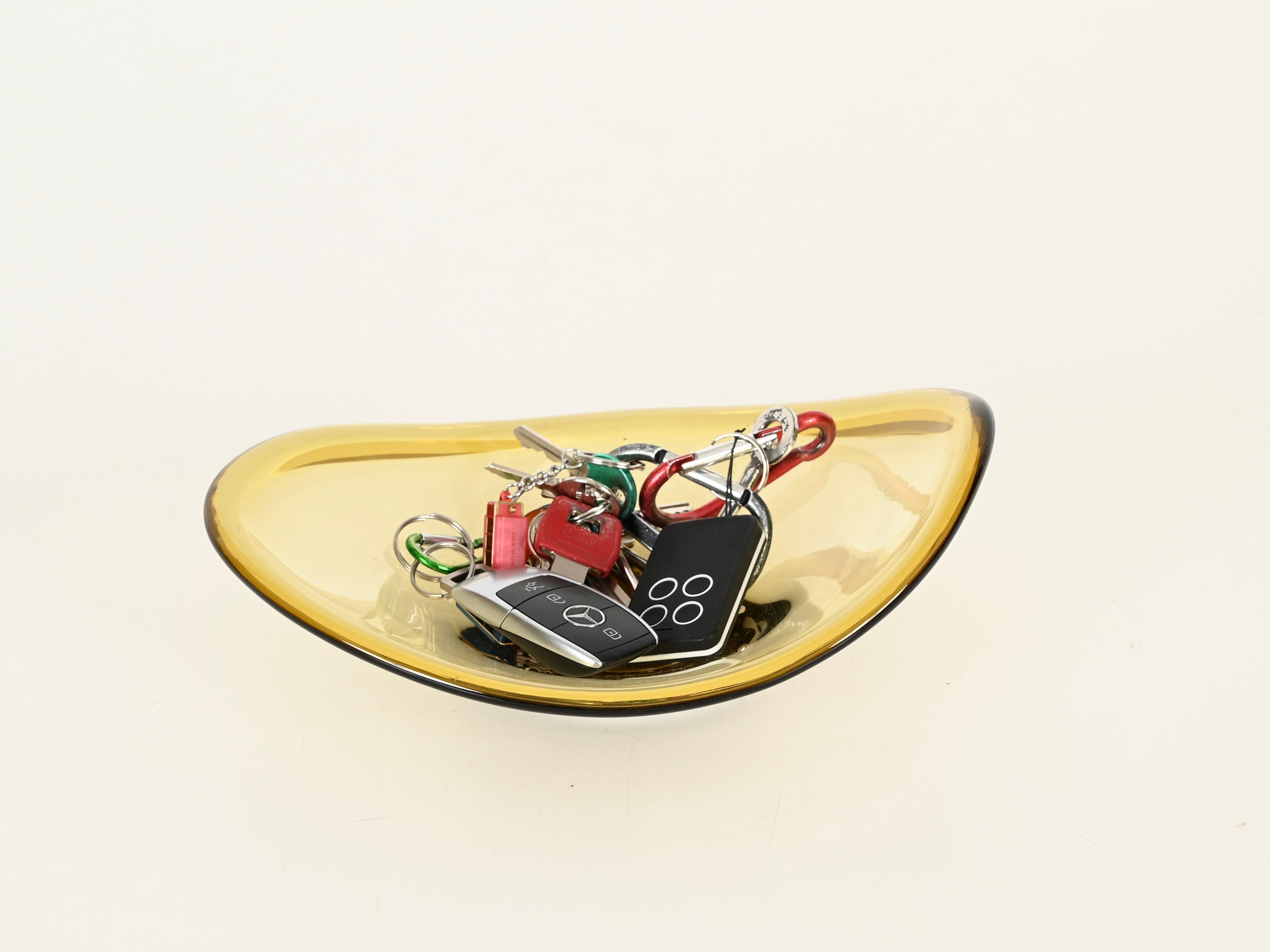 Ciotola o recipiente in vetro soffiato giallo di Murano, stile Fontana Arte, Italia anni '60 in vendita 1