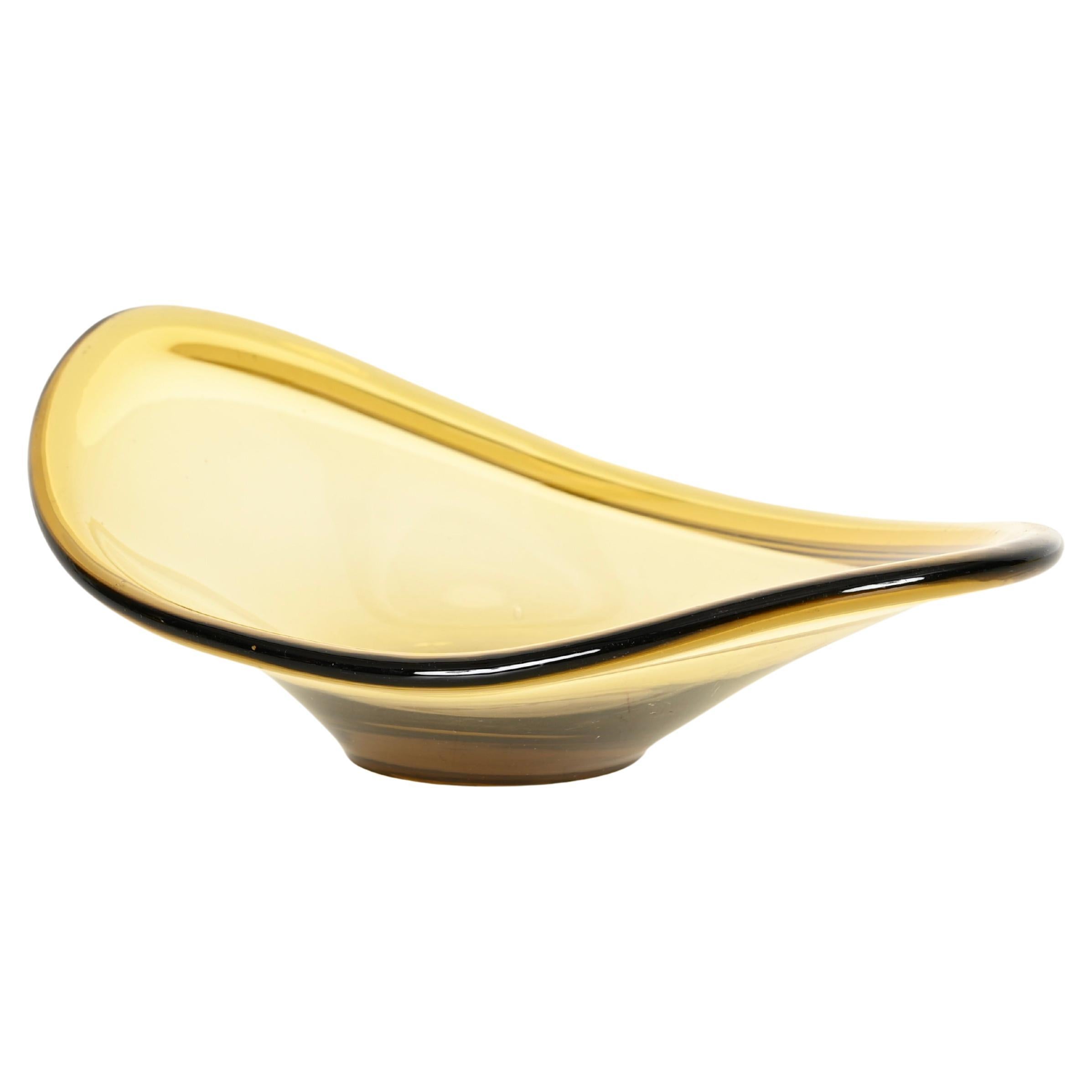 Yellow Murano Blown Glass Bowl or Catchall, Fontana Arte style, Italy 1960s