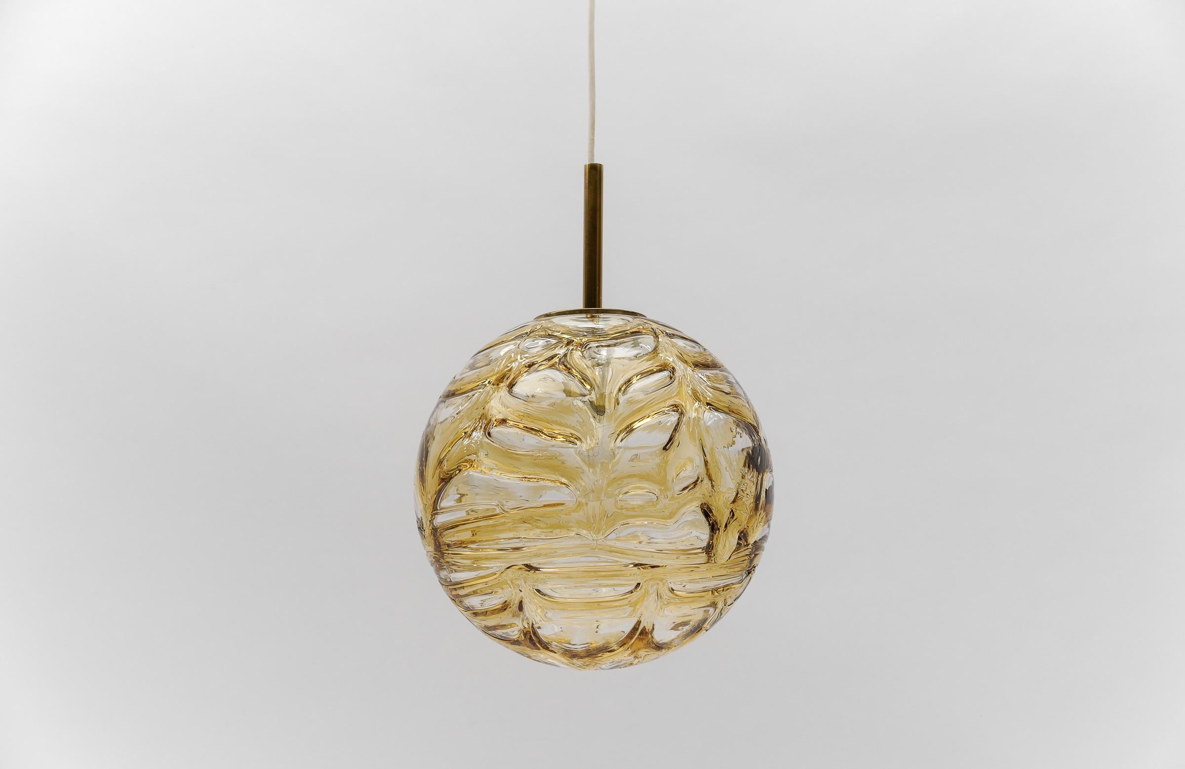 Yellow Murano Glass Ball Pendant Lamp by Doria, - 1960s Germany In Good Condition For Sale In Nürnberg, Bayern