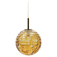 Vintage Yellow Murano Glass Ball Pendant Lamp by Doria, - 1960s Germany