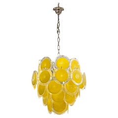 Gelber Murano-Glasscheiben-Kronleuchter von Vistosi