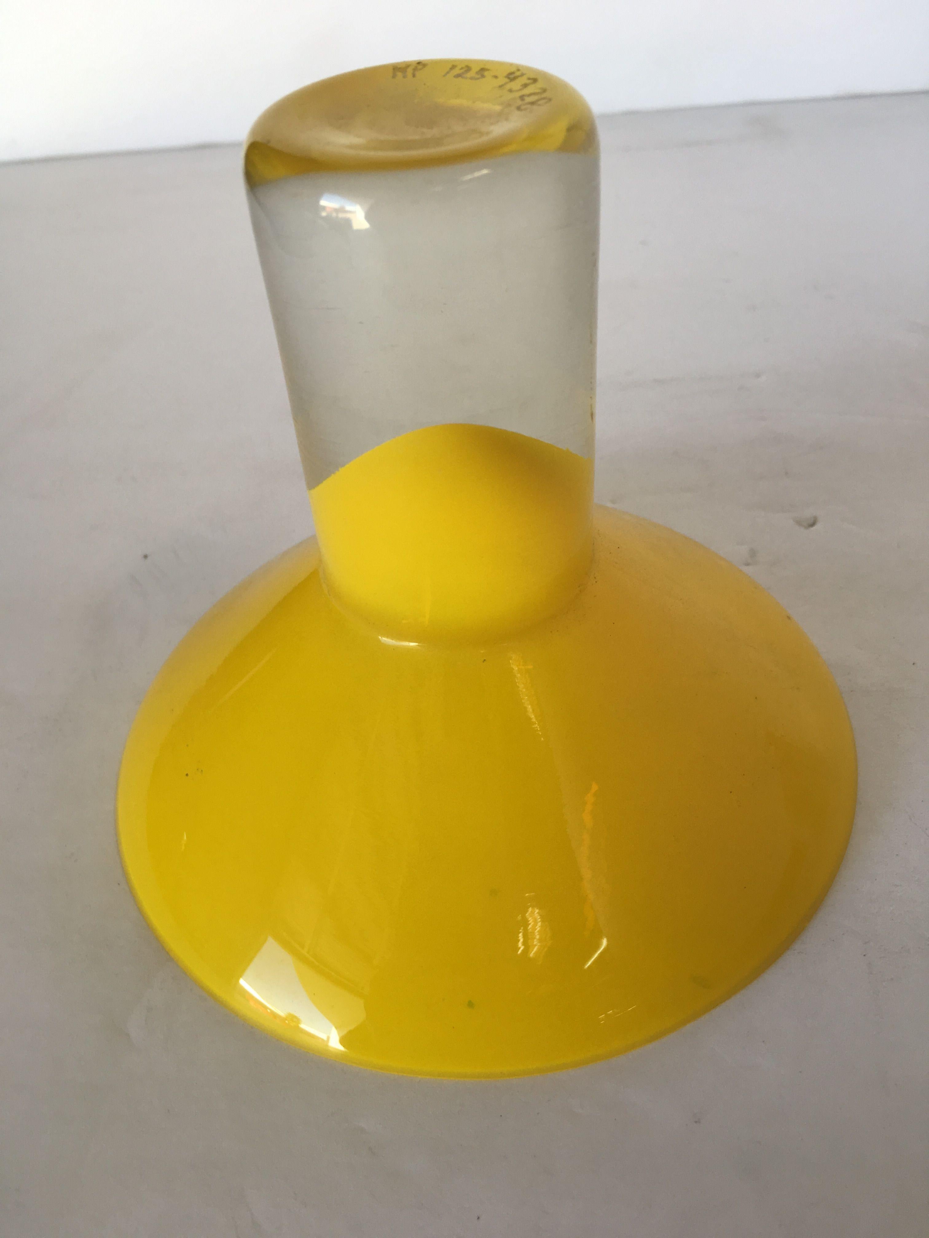 Yellow Murano Glass Dish Candlestick Holder, Midcentury In Excellent Condition In Van Nuys, CA
