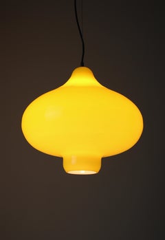 Yellow Murano glass pendant lamp, 1960s