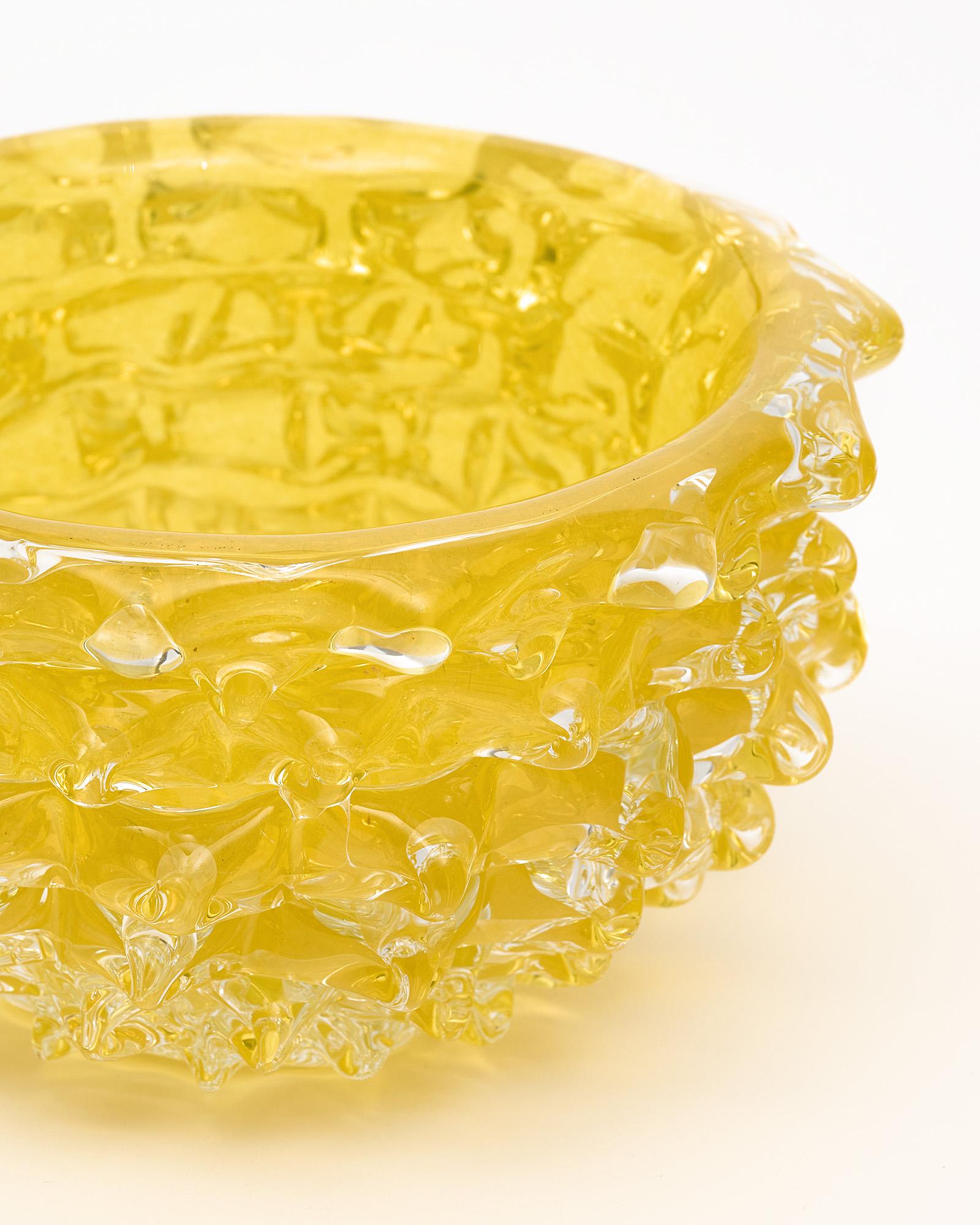 Italian Yellow Murano Glass Rostrate Bowl For Sale