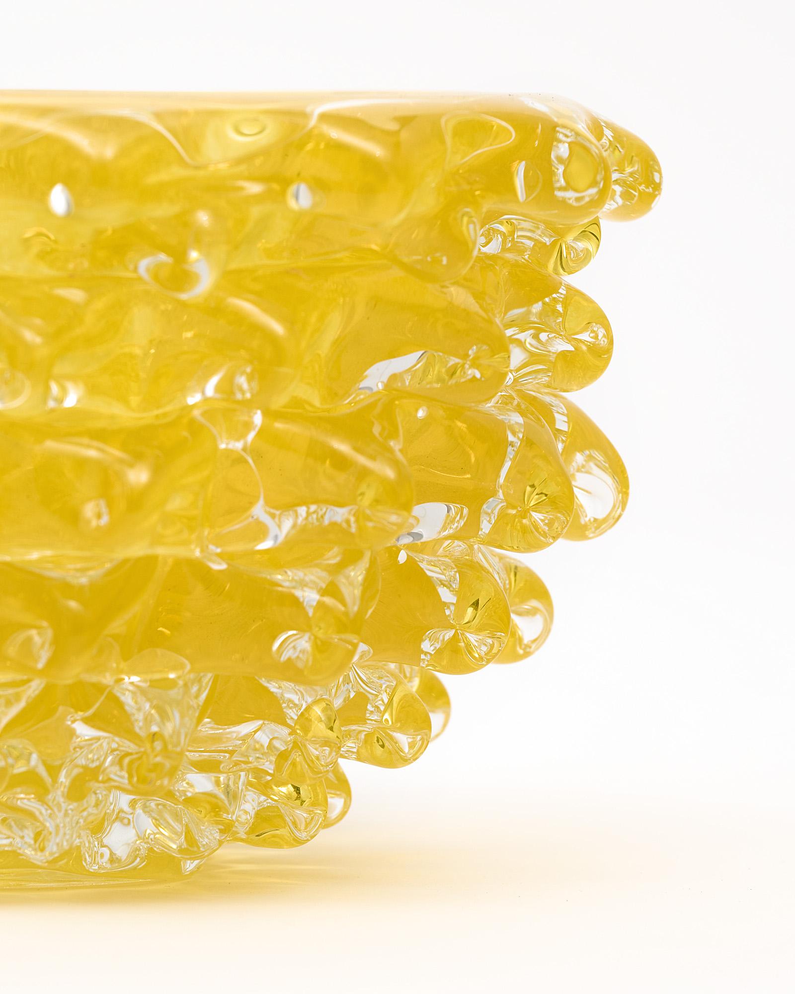 Contemporary Yellow Murano Glass Rostrate Bowl For Sale