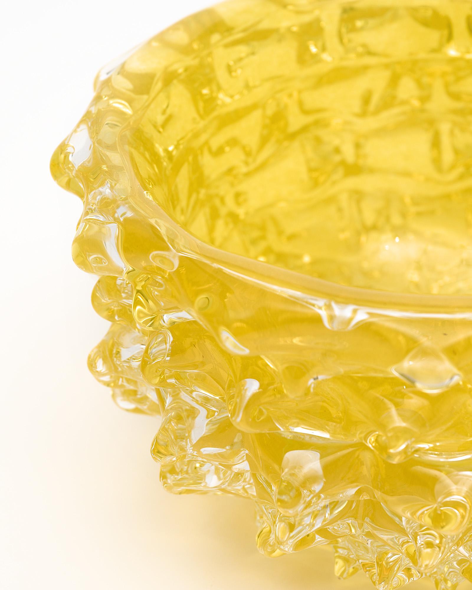 Yellow Murano Glass Rostrate Bowl For Sale 2