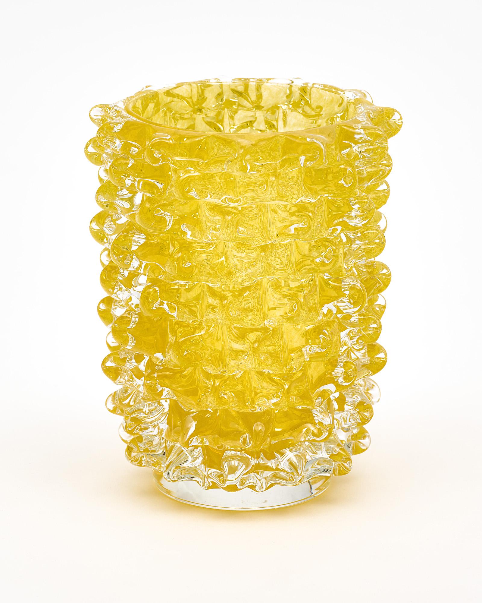 Italian Yellow Murano Glass Rostrate Vase