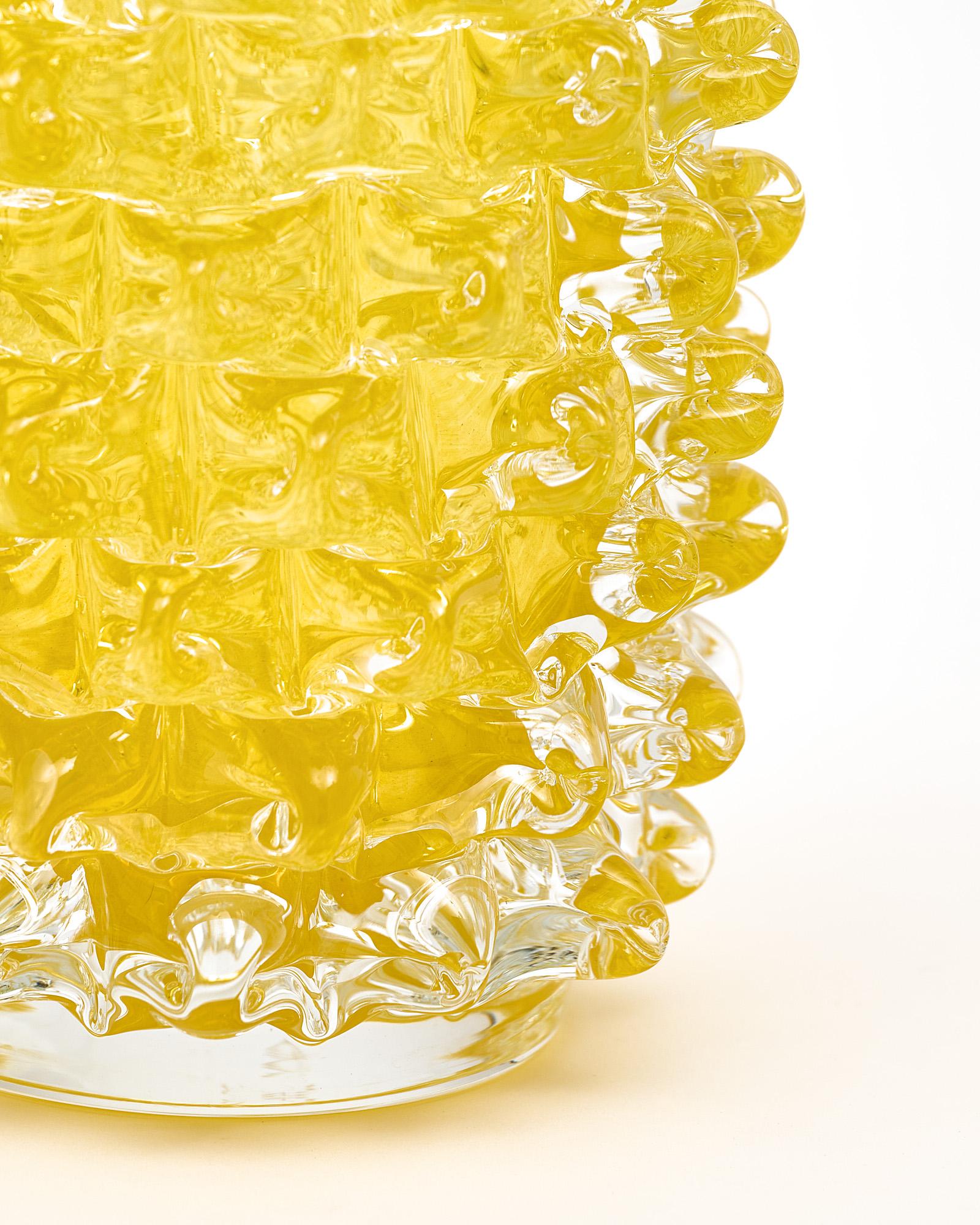 Contemporary Yellow Murano Glass Rostrate Vase