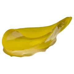 Yellow Murano Glass Shell Bowl, Luigi Mellara, 1970s