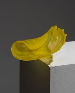 Yellow Murano Glass Shell Bowl, Luigi Mellara, 1970s
