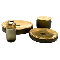 Yellow Murano glass smoking set, VeArt, Italy, 1970