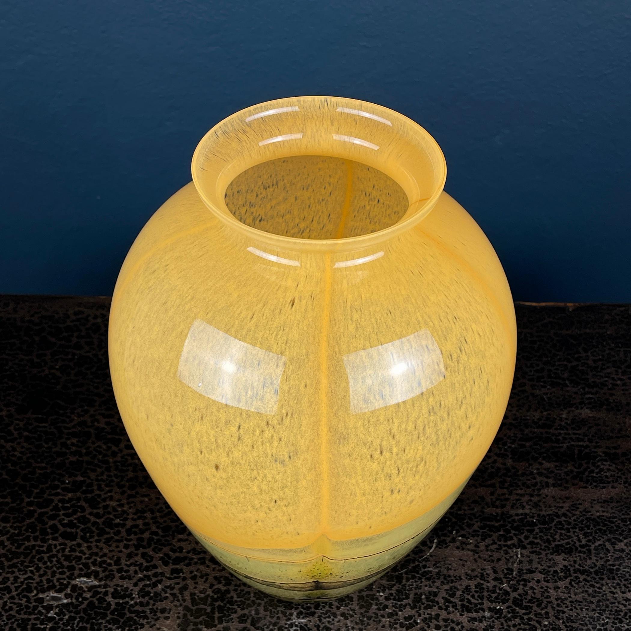Yellow murano glass vase Italy 1970s 5
