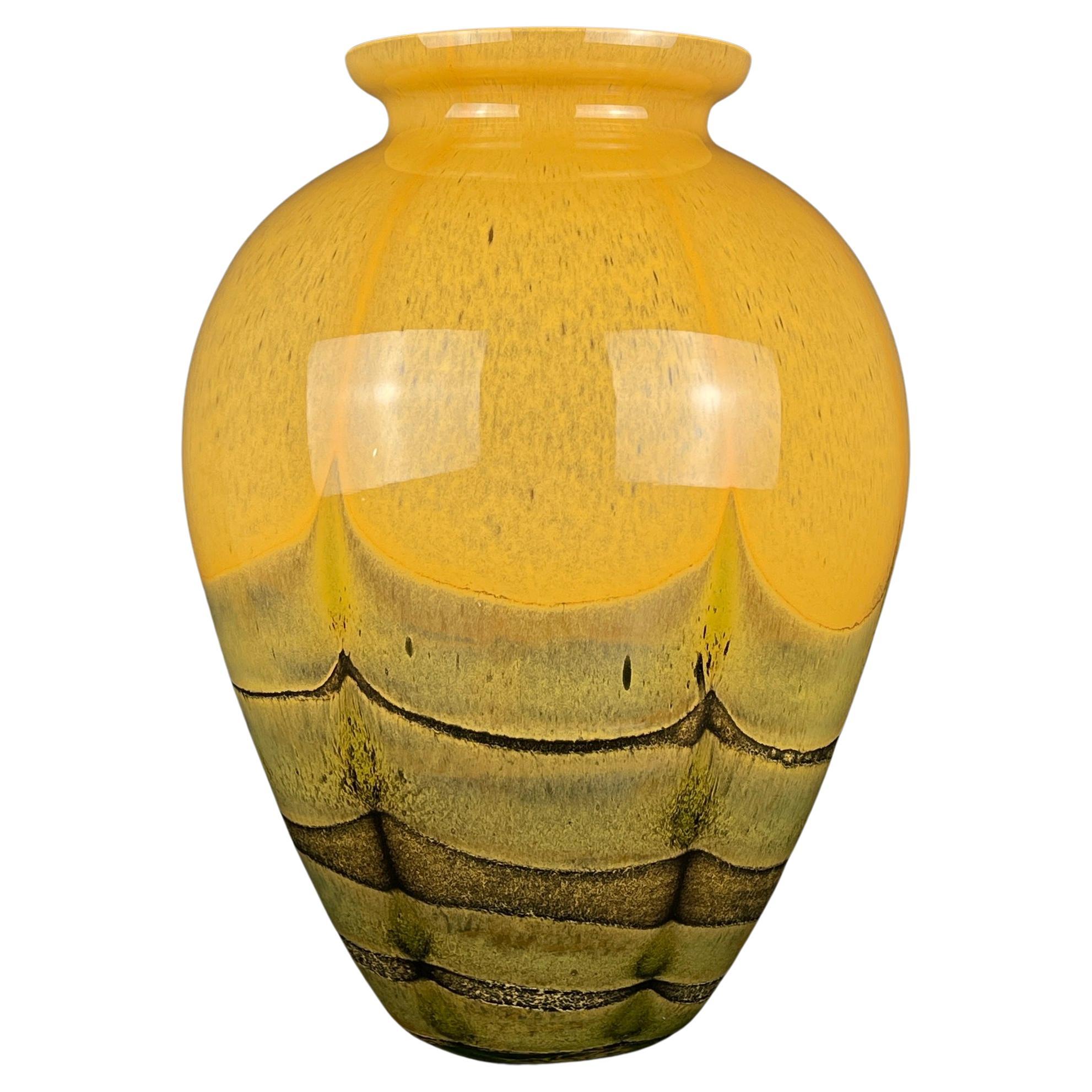 Yellow murano glass vase Italy 1970s For Sale
