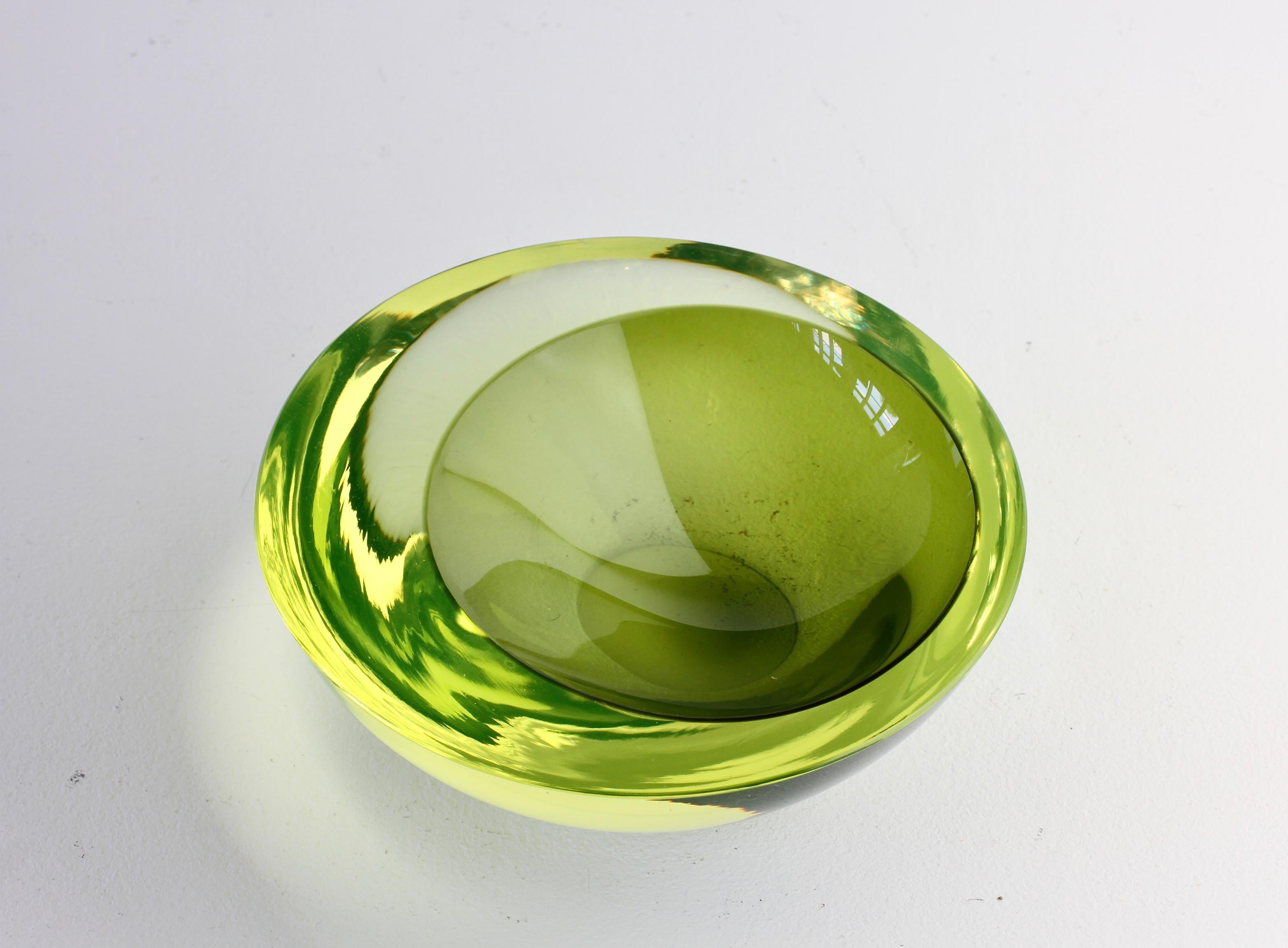 Blown Glass Yellow Murano Sommerso Glass Bowl Antonio Da Ros for Cenedese Attributed For Sale