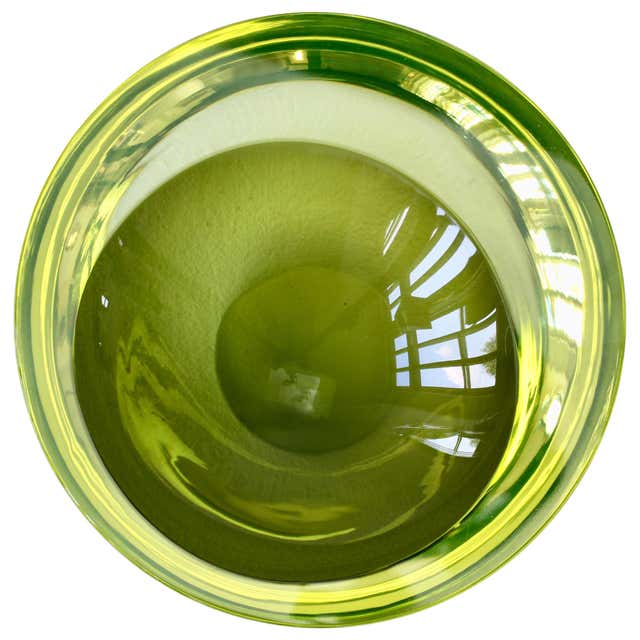 Large Murano Glass 1.3kg Bubble yellow Bubble Bowl Element Shell Italy ...