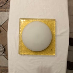 Yellow Murano Vetri Glass Wall Ceiling Light Sconce 1990s Vintage Minimalist