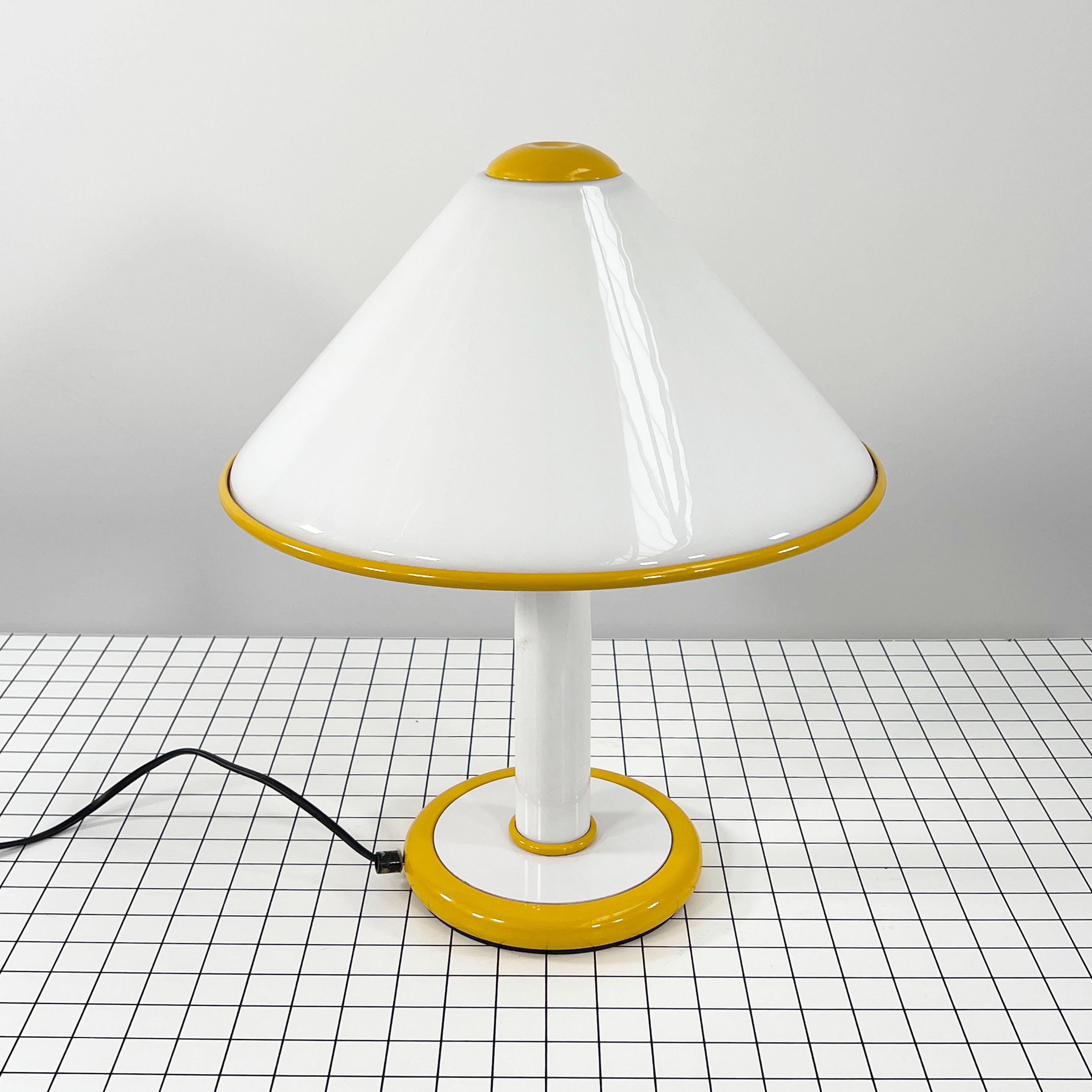 Mid-Century Modern Yellow Mushroom Table Lamp in Murano Glass from F. Fabbian, 1980s