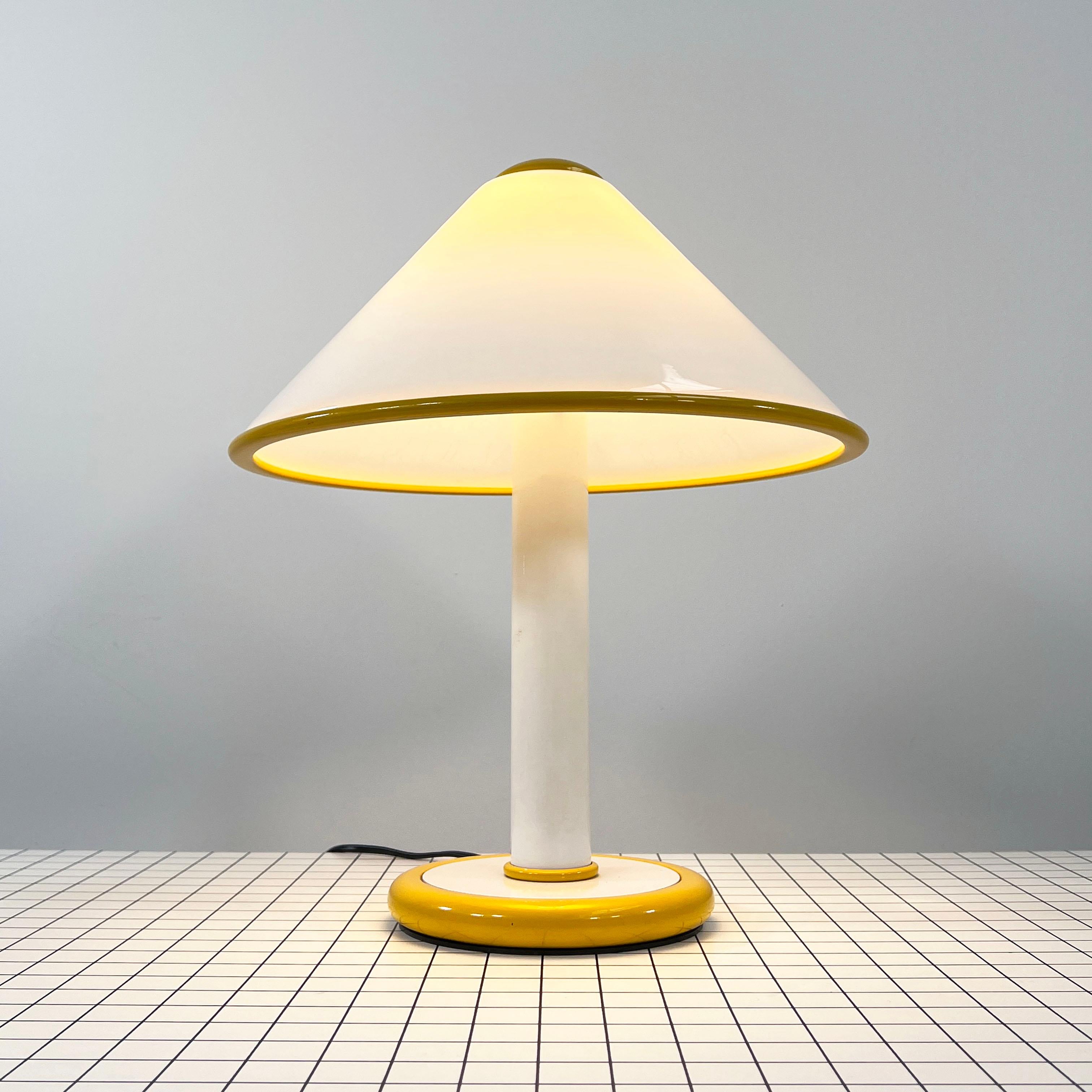 Italian Yellow Mushroom Table Lamp in Murano Glass from F. Fabbian, 1980s