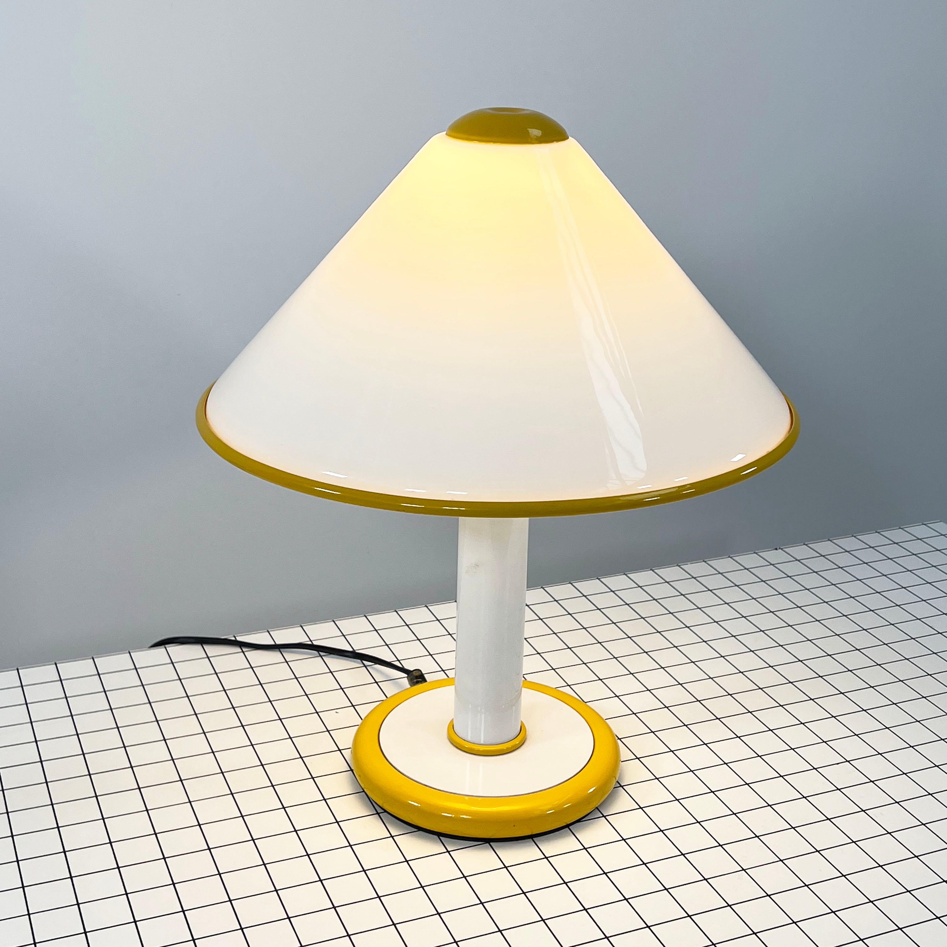 Metal Yellow Mushroom Table Lamp in Murano Glass from F. Fabbian, 1980s