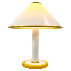 Lampe de table champignon jaune en verre de Murano de F. Fabbian, 1980