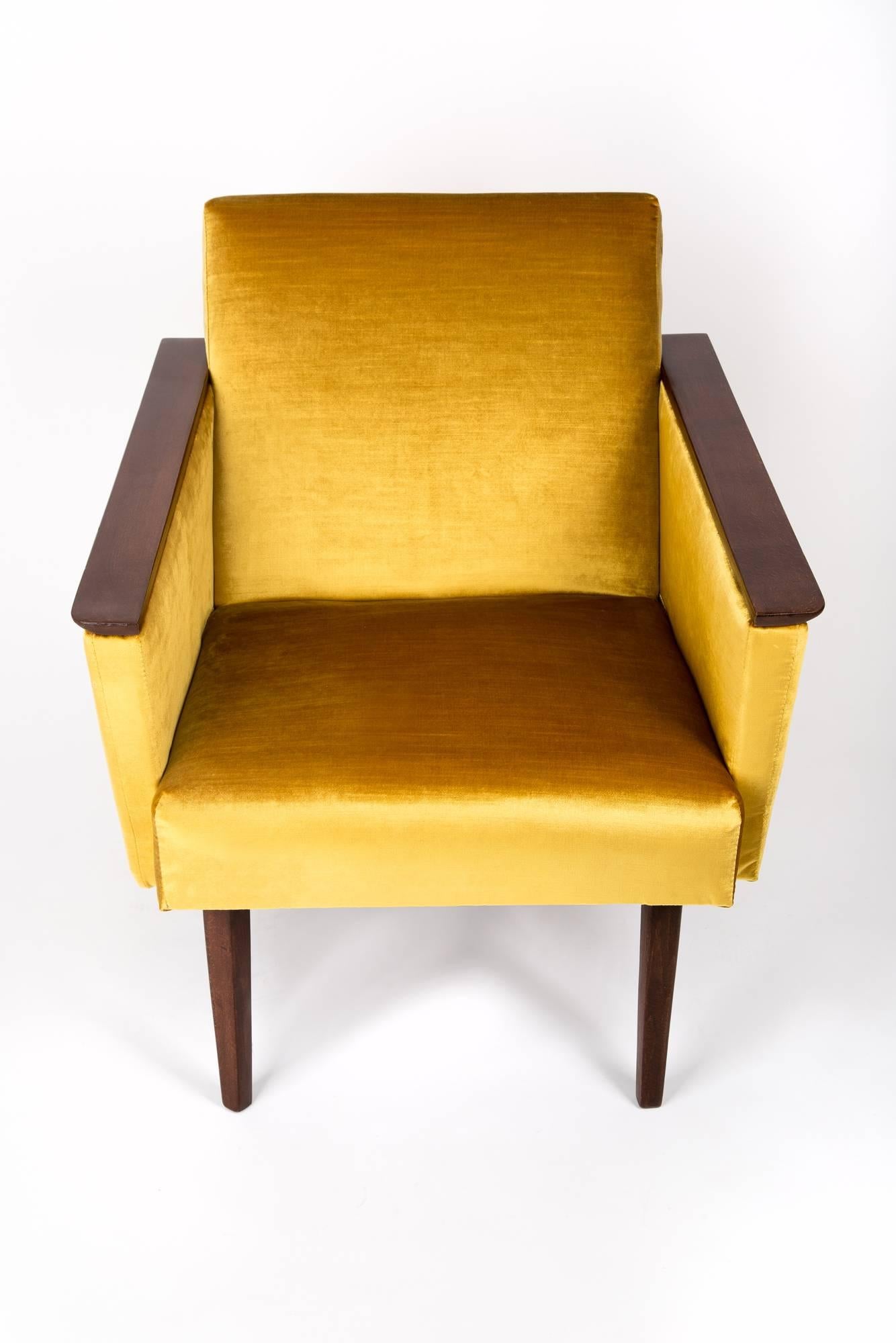 Mid-Century Modern Mid Century Yellow Mustard Armchair, 1960s, DDR, Germany. For Sale